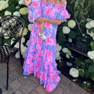 Lilly Pulitzer Pink and Blue Floral Maxi Dress